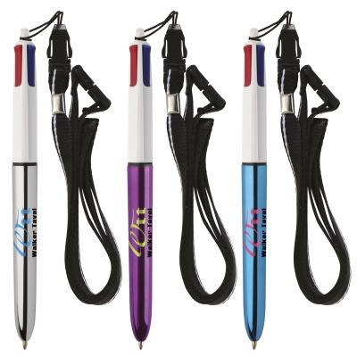 Image of 4 Colour Shine Ballpen with Lanyard