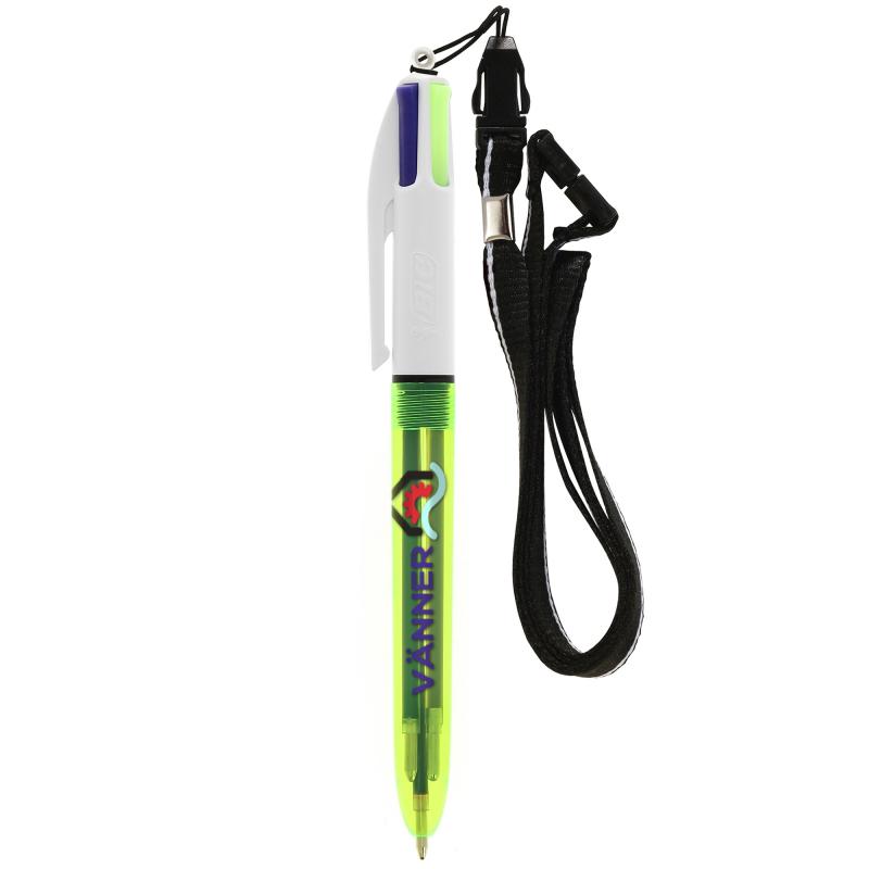Image of 4 Colours Fluo Ballpen with Lanyard